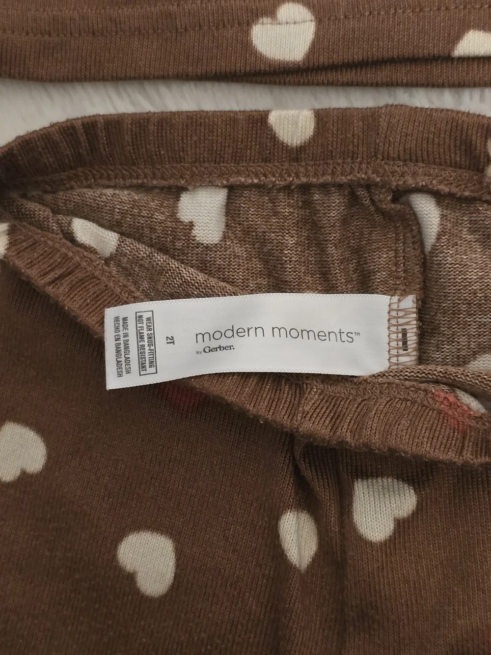 Girls Brown Heart-Print Pajama Set - Long Sleeve Top & Jogger Pants
